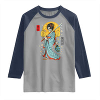 Gothic Samurai Geisha Skeleton Raglan Shirt Japanese Kimono And Katana - Wonder Print Shop