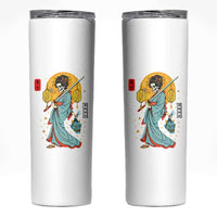 Gothic Samurai Geisha Skeleton Skinny Tumbler Japanese Kimono And Katana