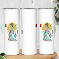 Gothic Samurai Geisha Skeleton Skinny Tumbler Japanese Kimono And Katana