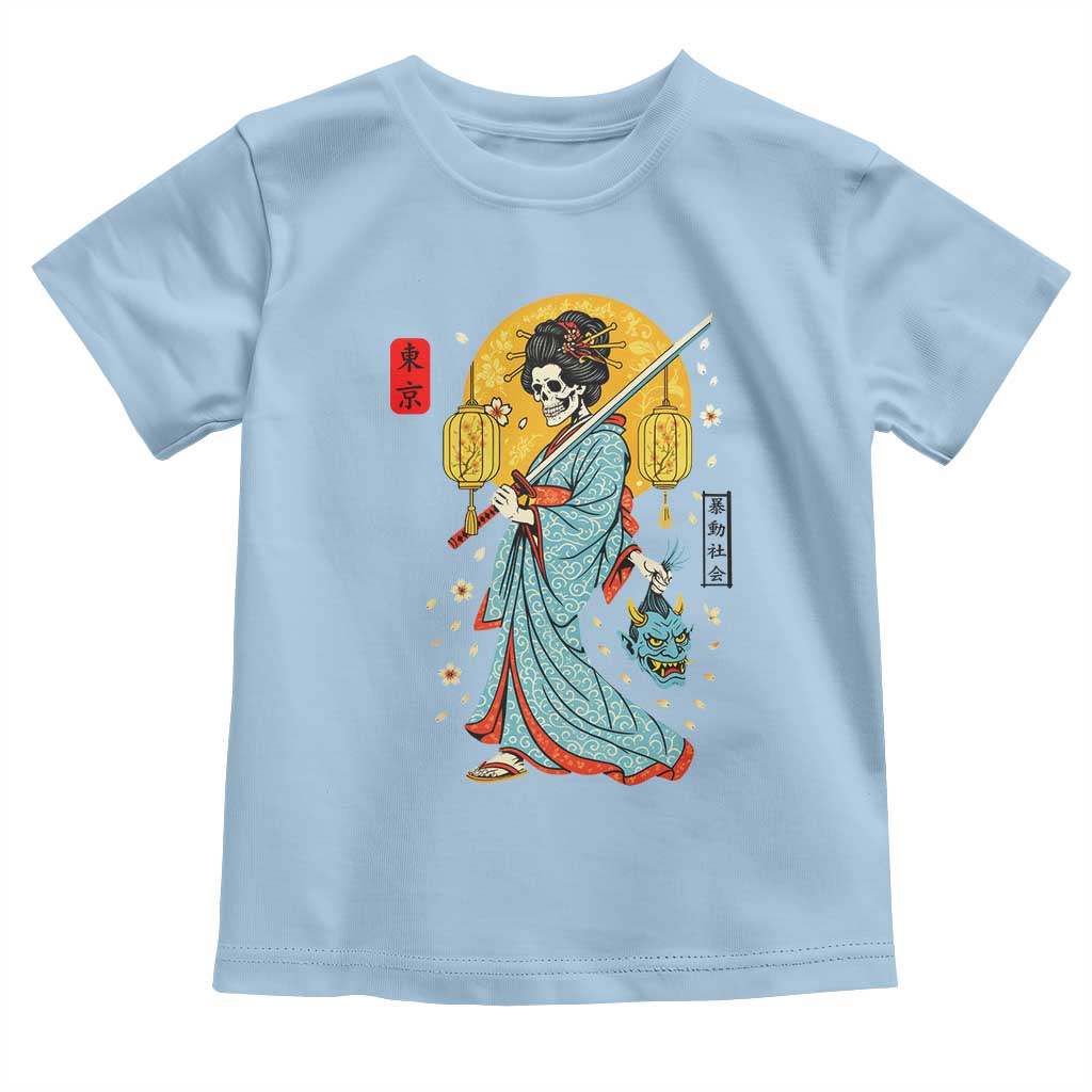 Gothic Samurai Geisha Skeleton Toddler T Shirt Japanese Kimono And Katana - Wonder Print Shop