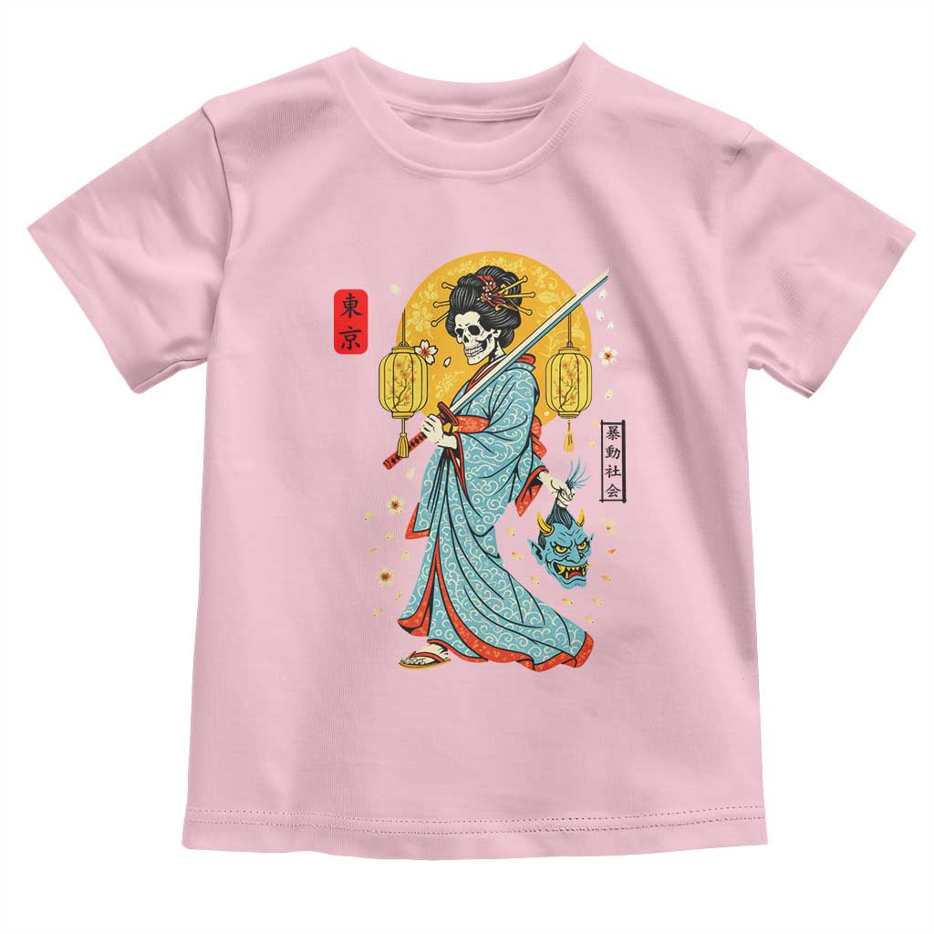Gothic Samurai Geisha Skeleton Toddler T Shirt Japanese Kimono And Katana - Wonder Print Shop