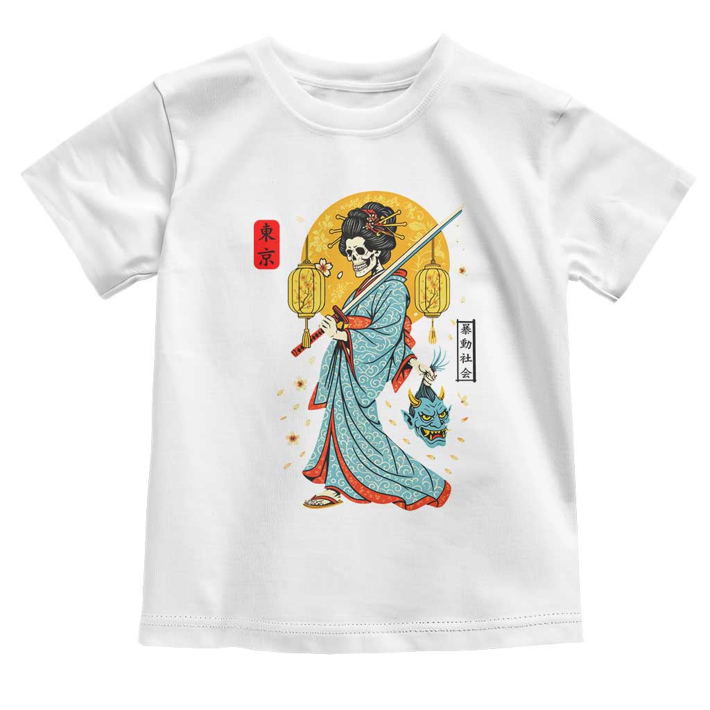Gothic Samurai Geisha Skeleton Toddler T Shirt Japanese Kimono And Katana - Wonder Print Shop