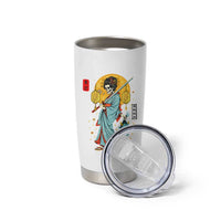 Gothic Samurai Geisha Skeleton Tumbler Cup Japanese Kimono And Katana