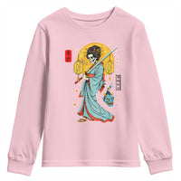 Gothic Samurai Geisha Skeleton Youth Sweatshirt Japanese Kimono And Katana - Wonder Print Shop