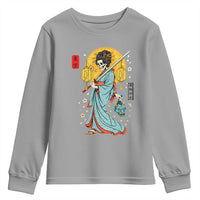 Gothic Samurai Geisha Skeleton Youth Sweatshirt Japanese Kimono And Katana - Wonder Print Shop