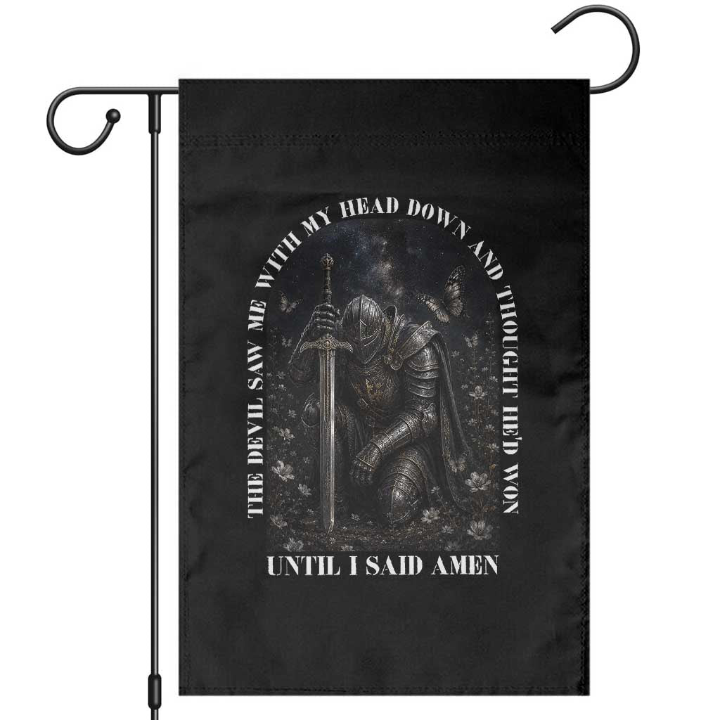 Christian Knight Templar Crusader Garden Flag The Devil Saw Me With My Head Down And Thought He'd Won