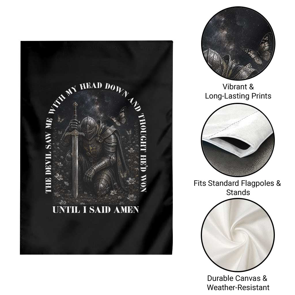 Christian Knight Templar Crusader Garden Flag The Devil Saw Me With My Head Down And Thought He'd Won