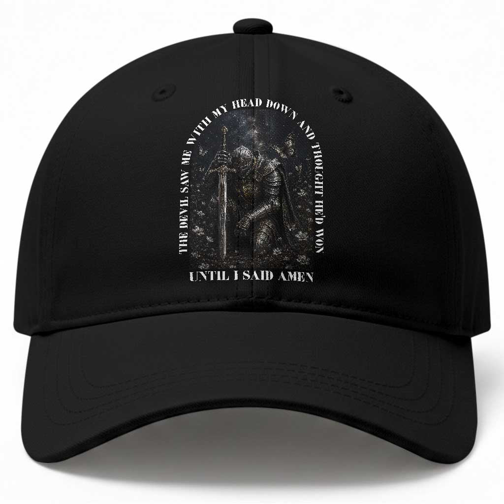 Christian Knight Templar Crusader Baseball Cap The Devil Saw Me With My Head Down And Thought He'd Won