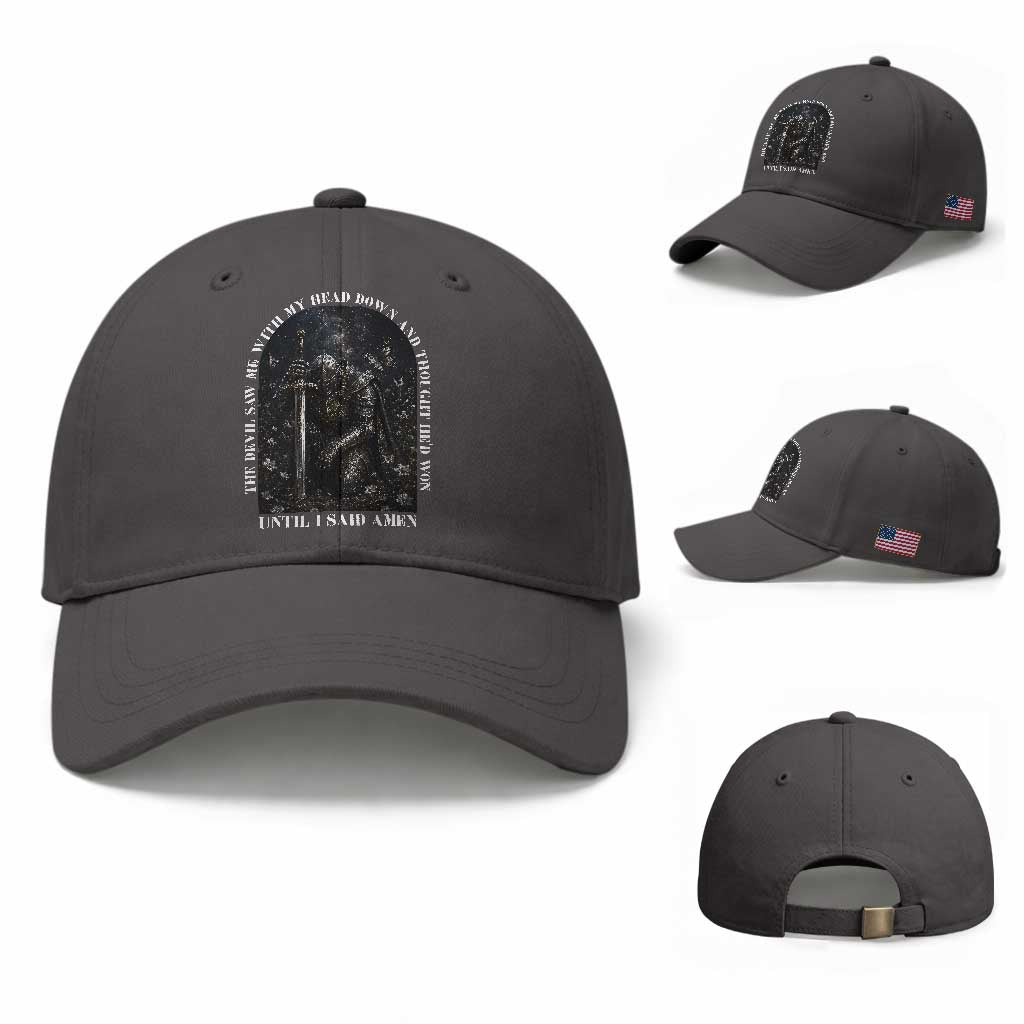 Christian Knight Templar Crusader Baseball Cap The Devil Saw Me With My Head Down And Thought He'd Won