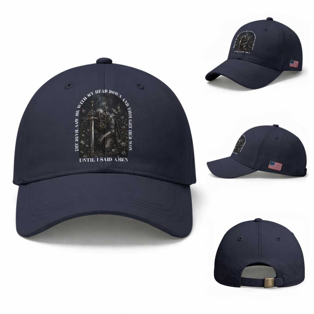 Christian Knight Templar Crusader Baseball Cap The Devil Saw Me With My Head Down And Thought He'd Won
