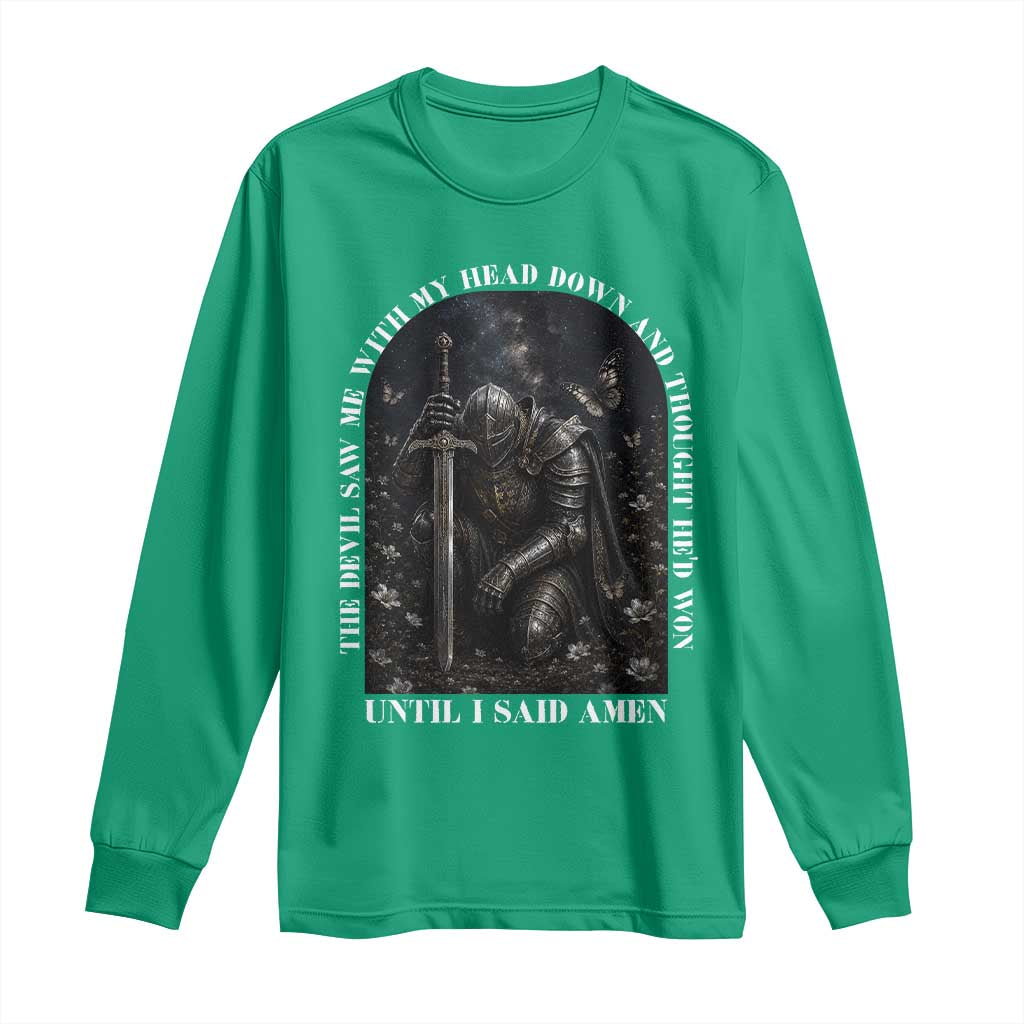 Christian Knight Templar Crusader Long Sleeve Shirt The Devil Saw Me With My Head Down And Thought He'd Won