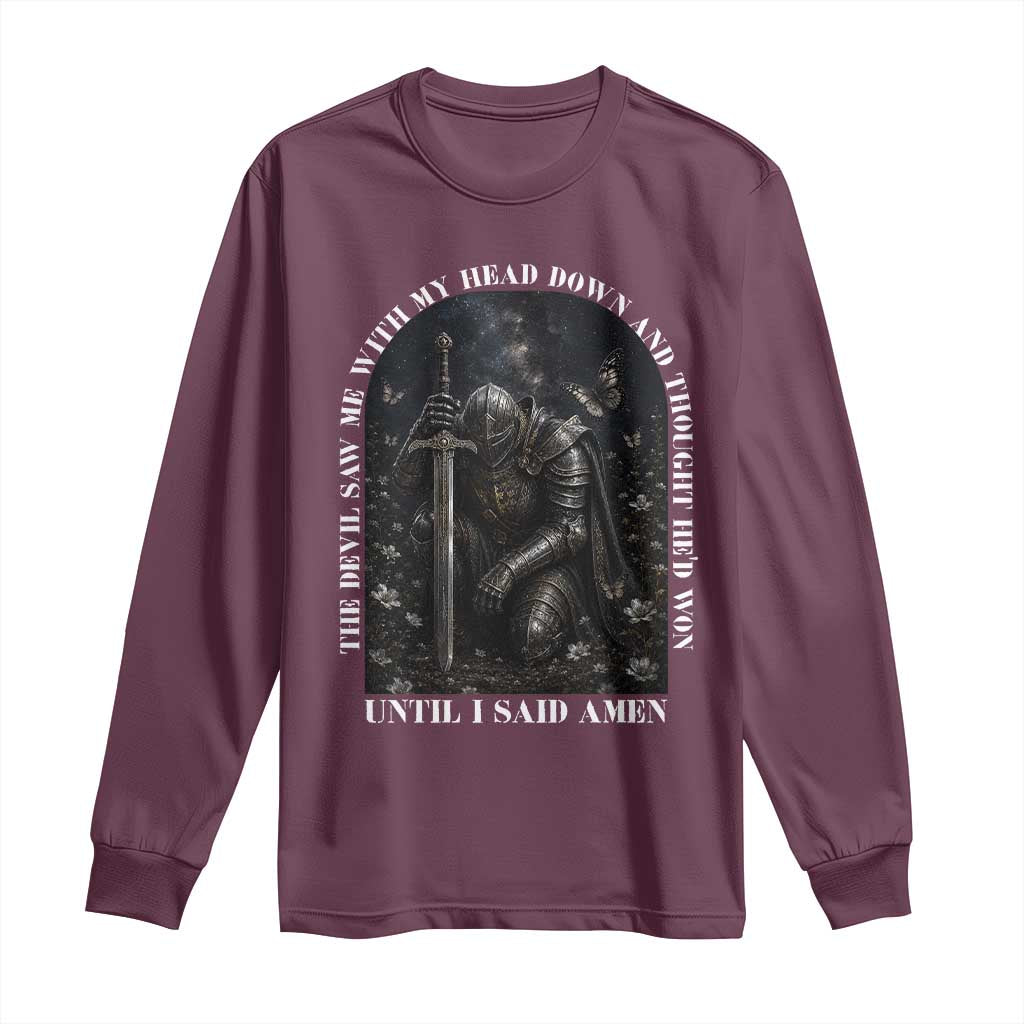 Christian Knight Templar Crusader Long Sleeve Shirt The Devil Saw Me With My Head Down And Thought He'd Won
