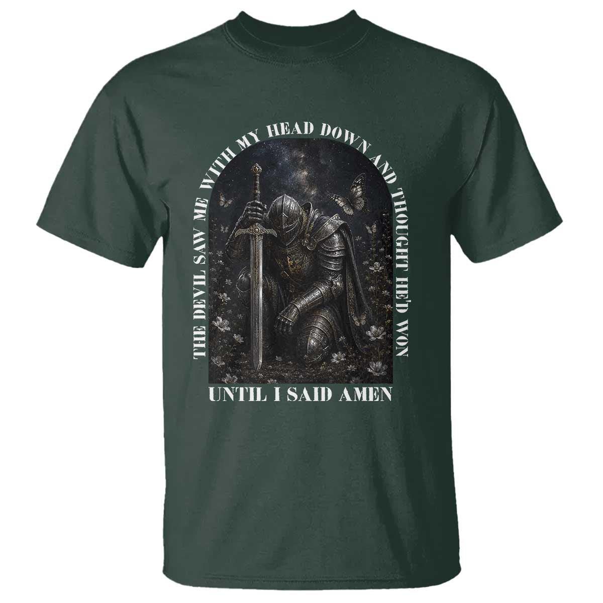 Christian Knight Templar Crusader T Shirt The Devil Saw Me With My Head Down And Thought He'd Won
