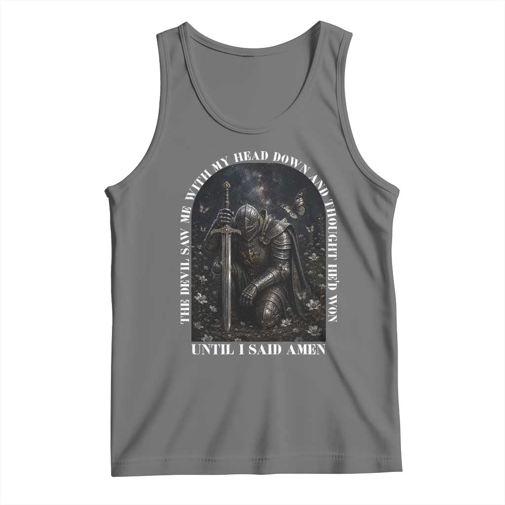 Christian Knight Templar Crusader Tank Top The Devil Saw Me With My Head Down And Thought He'd Won