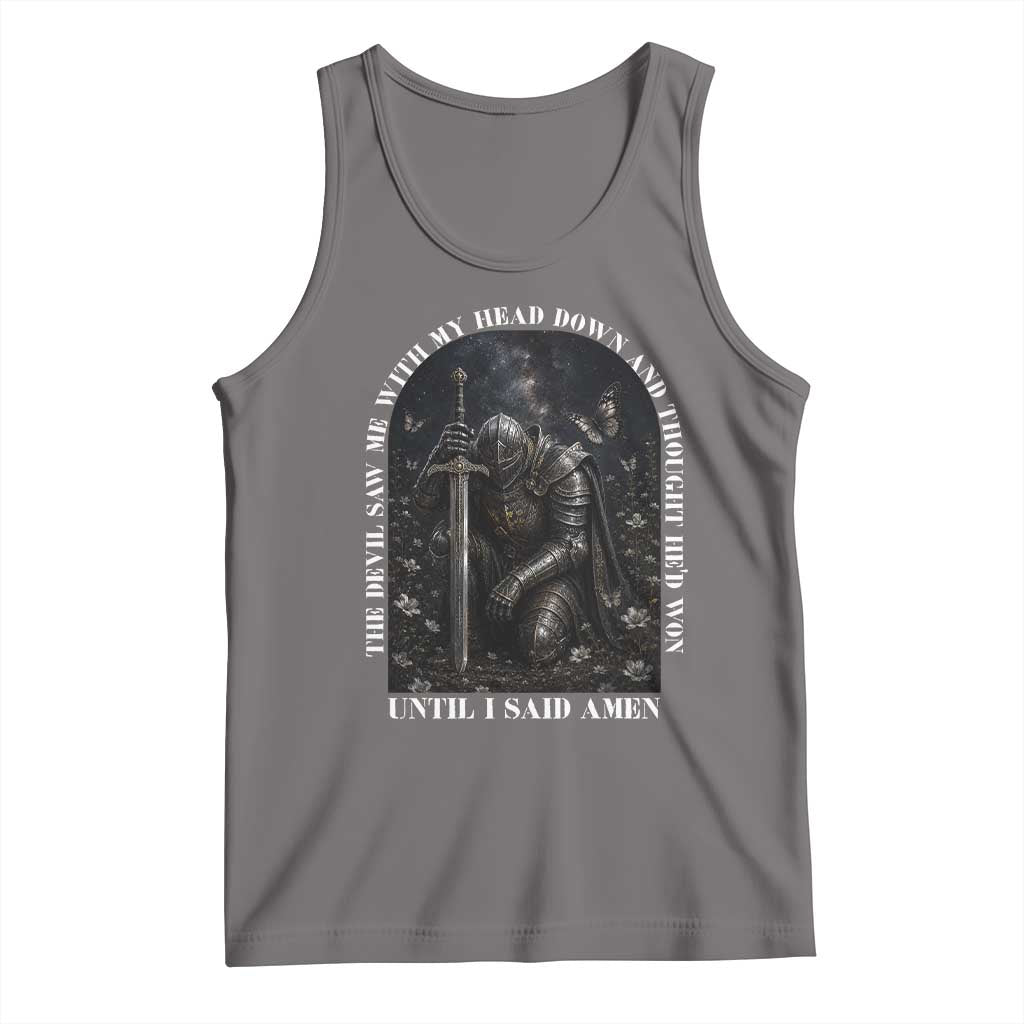 Christian Knight Templar Crusader Tank Top The Devil Saw Me With My Head Down And Thought He'd Won
