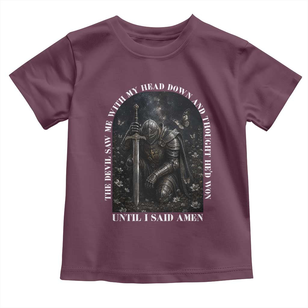 Christian Knight Templar Crusader Toddler T Shirt The Devil Saw Me With My Head Down And Thought He'd Won