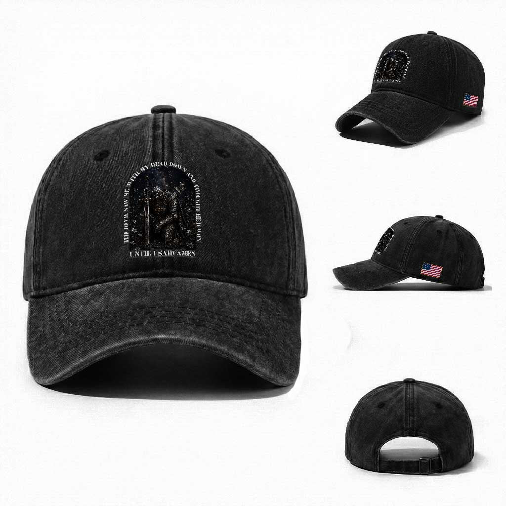 Christian Knight Templar Crusader Washed Cotton Baseball Cap The Devil Saw Me With My Head Down And Thought He'd Won