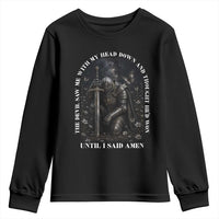 Christian Knight Templar Crusader Youth Sweatshirt The Devil Saw Me With My Head Down And Thought He'd Won