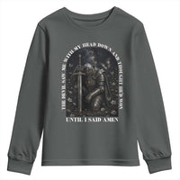 Christian Knight Templar Crusader Youth Sweatshirt The Devil Saw Me With My Head Down And Thought He'd Won