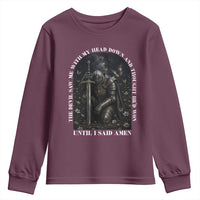 Christian Knight Templar Crusader Youth Sweatshirt The Devil Saw Me With My Head Down And Thought He'd Won