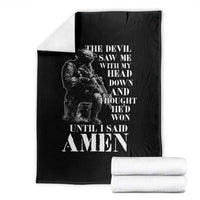 Military Christian Warrior Throw Blanket The Devil Saw Me With My Head Down And Thought He'd Won