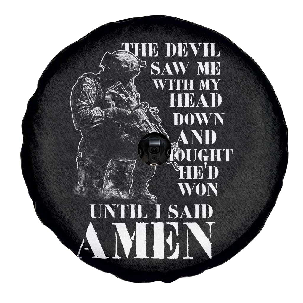 Military Christian Warrior Spare Tire Cover The Devil Saw Me With My Head Down And Thought He'd Won