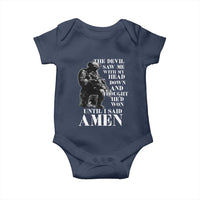 Military Christian Warrior Baby Onesie The Devil Saw Me With My Head Down And Thought He'd Won