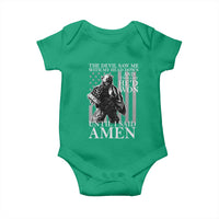 Military Soldier Skull Christian Faith Baby Onesie The Devil Saw Me With My Head Down And Thought He'd Won
