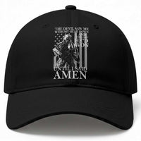 Military Soldier Skull Christian Faith Baseball Cap The Devil Saw Me With My Head Down And Thought He'd Won