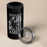 Military Soldier Skull Christian Faith 4 in 1 Can Cooler Tumbler The Devil Saw Me With My Head Down And Thought He'd Won