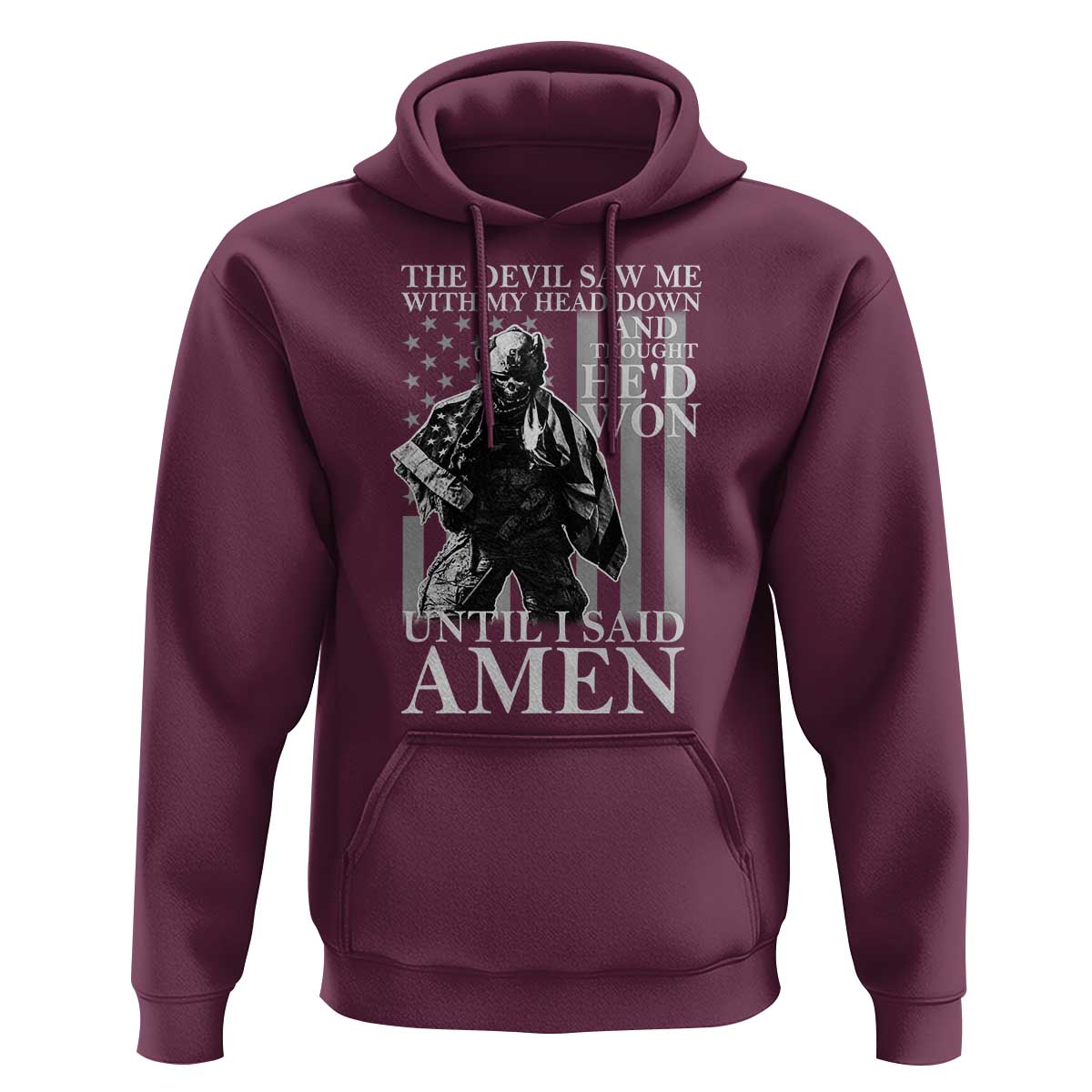 Military Soldier Skull Christian Faith Hoodie The Devil Saw Me With My Head Down And Thought He'd Won
