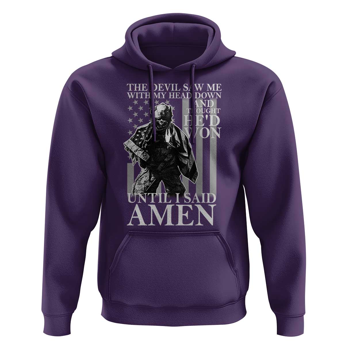 Military Soldier Skull Christian Faith Hoodie The Devil Saw Me With My Head Down And Thought He'd Won