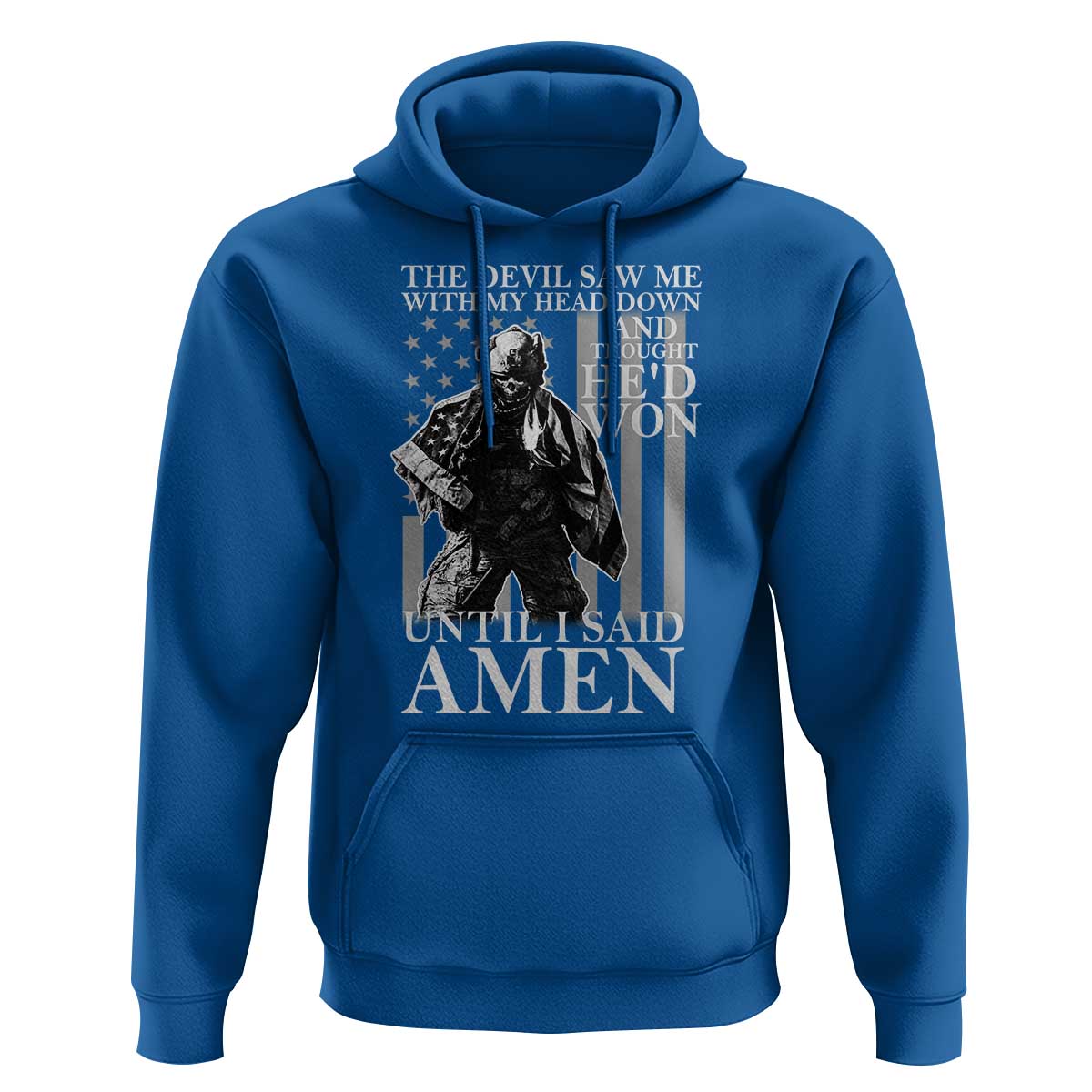 Military Soldier Skull Christian Faith Hoodie The Devil Saw Me With My Head Down And Thought He'd Won