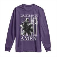 Military Soldier Skull Christian Faith Long Sleeve Shirt The Devil Saw Me With My Head Down And Thought He'd Won