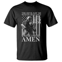 Military Soldier Skull Christian Faith T Shirt The Devil Saw Me With My Head Down And Thought He'd Won