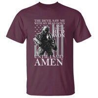 Military Soldier Skull Christian Faith T Shirt The Devil Saw Me With My Head Down And Thought He'd Won