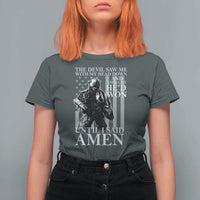 Military Soldier Skull Christian Faith T Shirt For Women The Devil Saw Me With My Head Down And Thought He'd Won