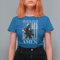 Military Soldier Skull Christian Faith T Shirt For Women The Devil Saw Me With My Head Down And Thought He'd Won