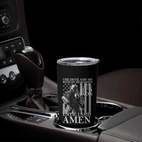Military Soldier Skull Christian Faith Tumbler Cup The Devil Saw Me With My Head Down And Thought He'd Won