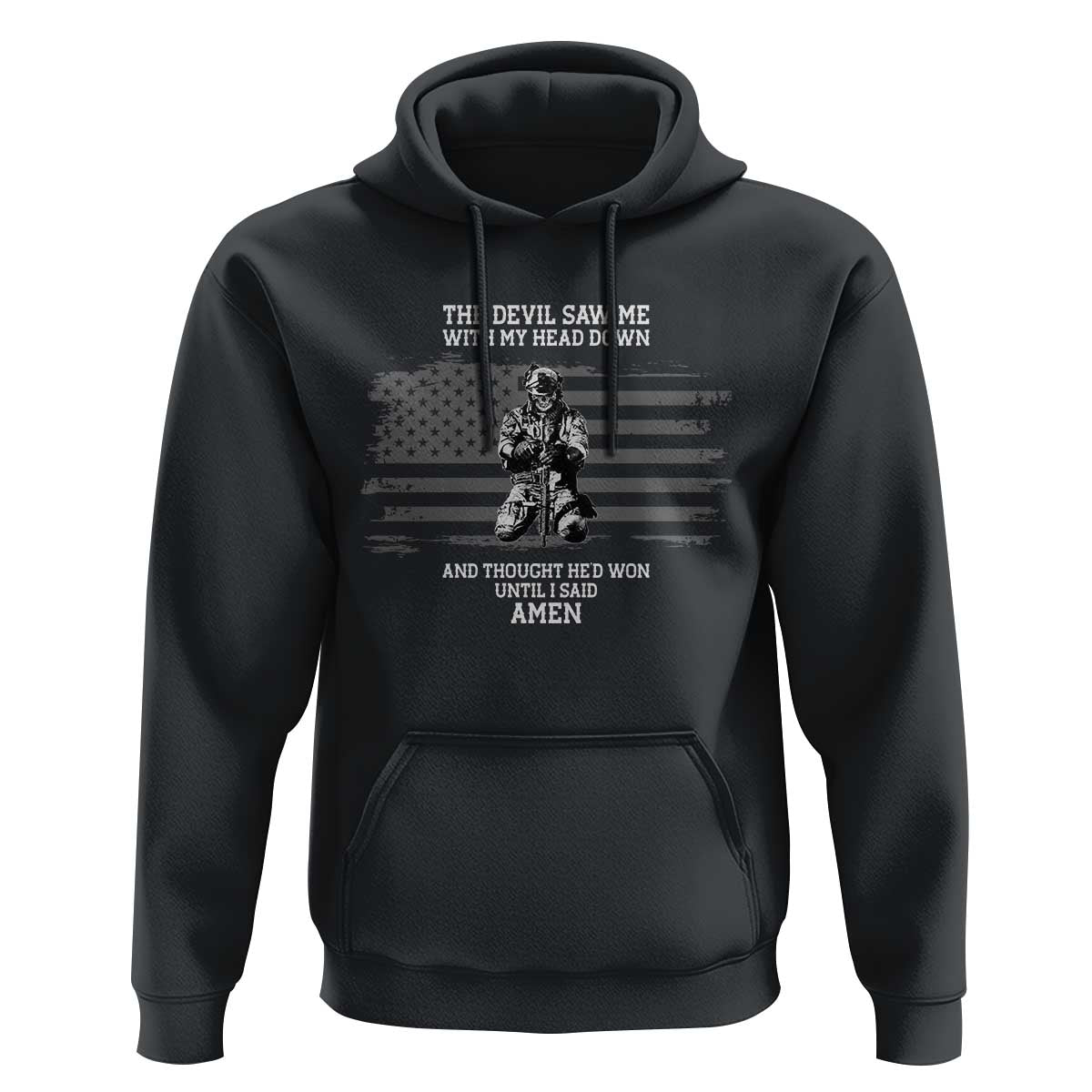 Soldier Skull Christian Faith Quote Hoodie The Devil Saw Me With My Head Down And Thought He'd Won