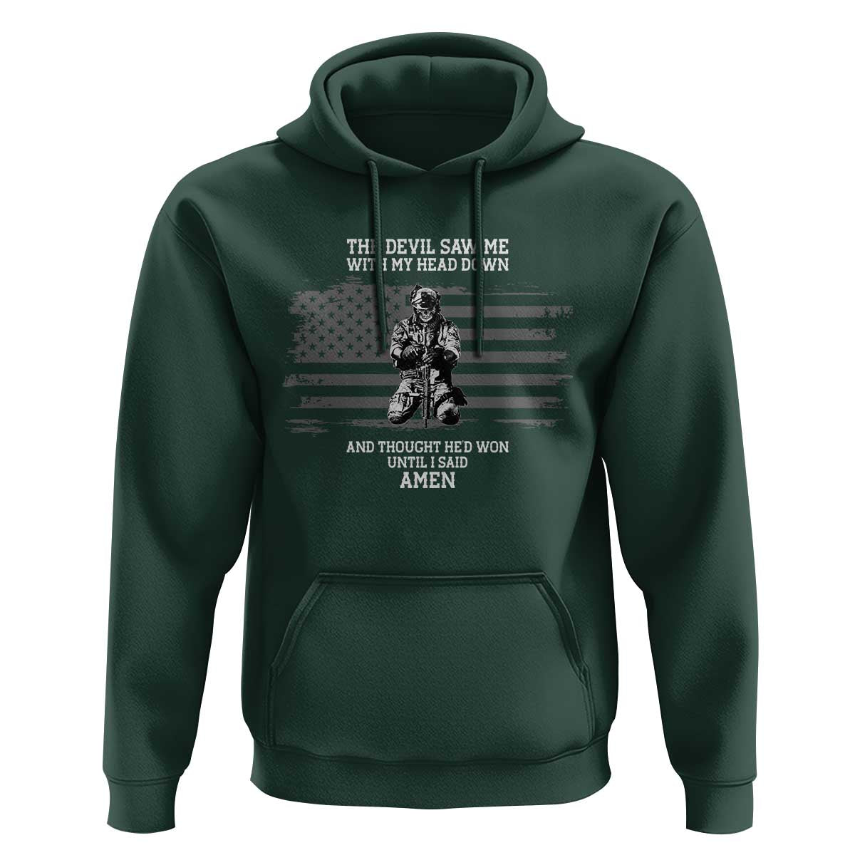 Soldier Skull Christian Faith Quote Hoodie The Devil Saw Me With My Head Down And Thought He'd Won