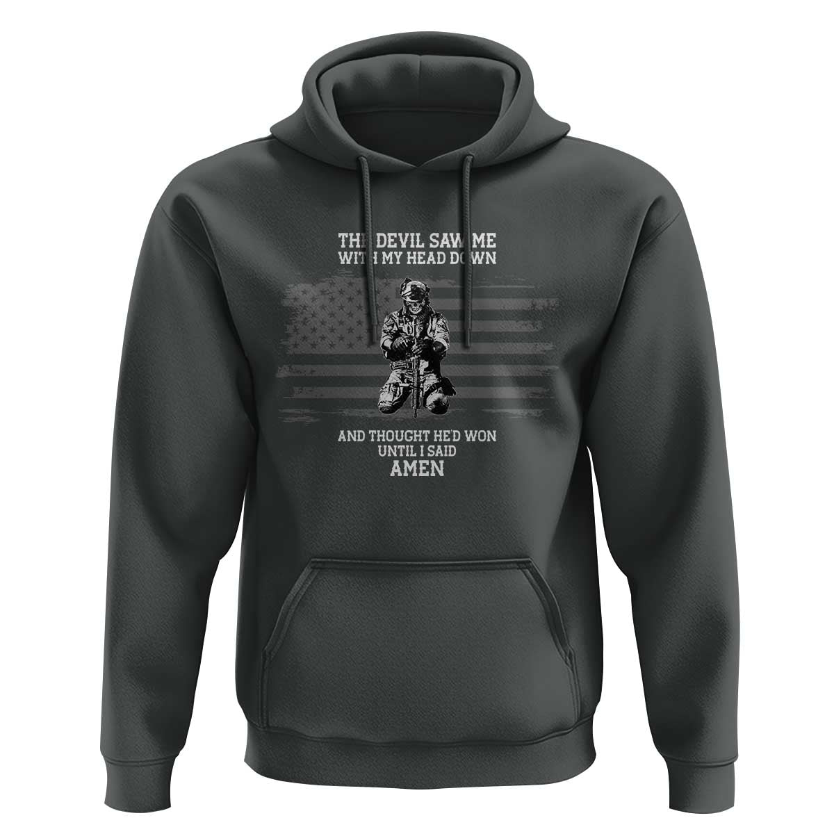 Soldier Skull Christian Faith Quote Hoodie The Devil Saw Me With My Head Down And Thought He'd Won
