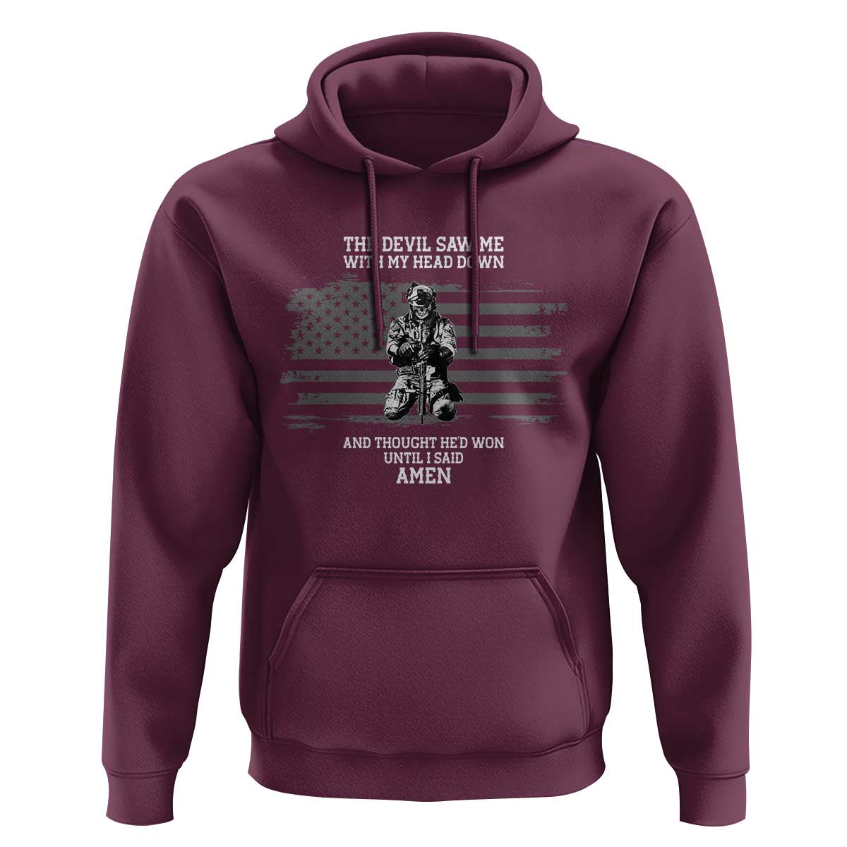Soldier Skull Christian Faith Quote Hoodie The Devil Saw Me With My Head Down And Thought He'd Won