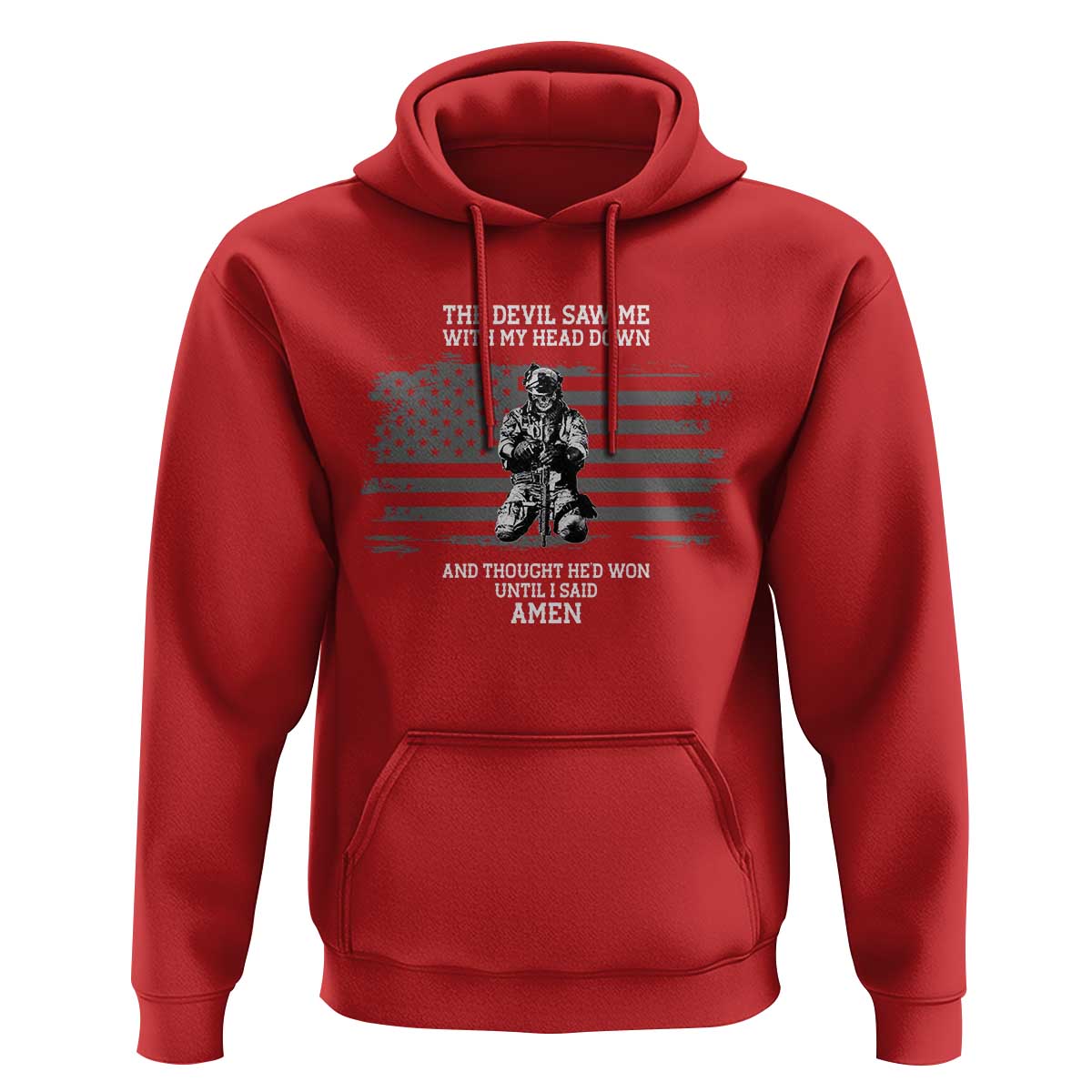 Soldier Skull Christian Faith Quote Hoodie The Devil Saw Me With My Head Down And Thought He'd Won
