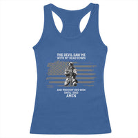 Soldier Skull Christian Faith Quote Racerback Tank Top The Devil Saw Me With My Head Down And Thought He'd Won