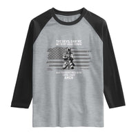 Soldier Skull Christian Faith Quote Raglan Shirt The Devil Saw Me With My Head Down And Thought He'd Won
