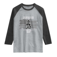 Soldier Skull Christian Faith Quote Raglan Shirt The Devil Saw Me With My Head Down And Thought He'd Won