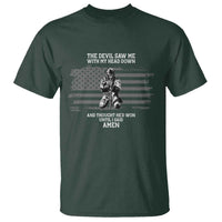 Soldier Skull Christian Faith Quote T Shirt The Devil Saw Me With My Head Down And Thought He'd Won