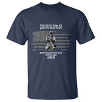 Soldier Skull Christian Faith Quote T Shirt The Devil Saw Me With My Head Down And Thought He'd Won