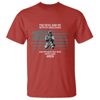 Soldier Skull Christian Faith Quote T Shirt The Devil Saw Me With My Head Down And Thought He'd Won